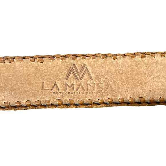 Handcrafted La Mansa Petroleum Blue Ethnic Belt Embroidered US Size 40 - Picture 4 of 5